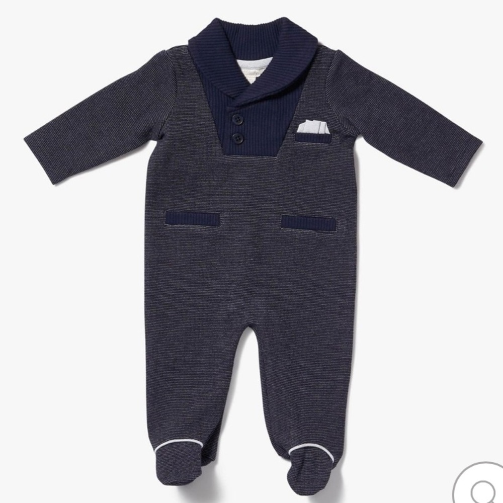 Miniclasix Boys Shawl Collar Footie
